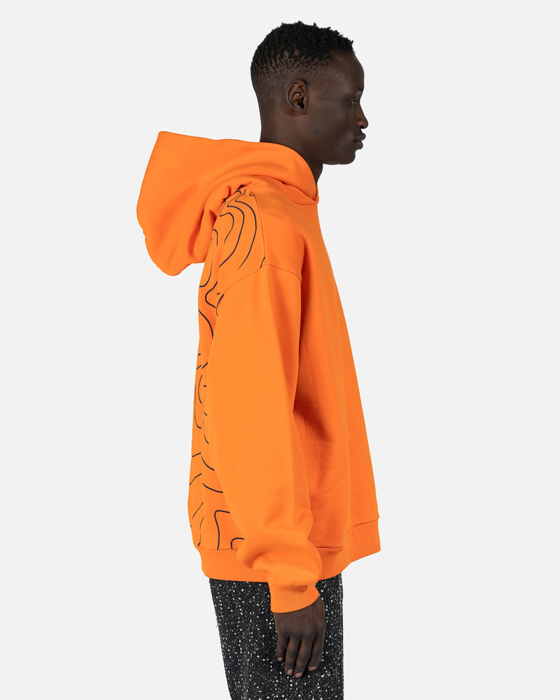Marni Men's Sweatshirts Vibrating Flower Motif Hoodie in Orange