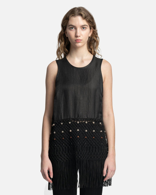 Wales Bonner Vision Macrame Top in Black