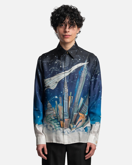 Casablanca Men's Shirts Vol De Nuit Silk Twill Shirt in Multi