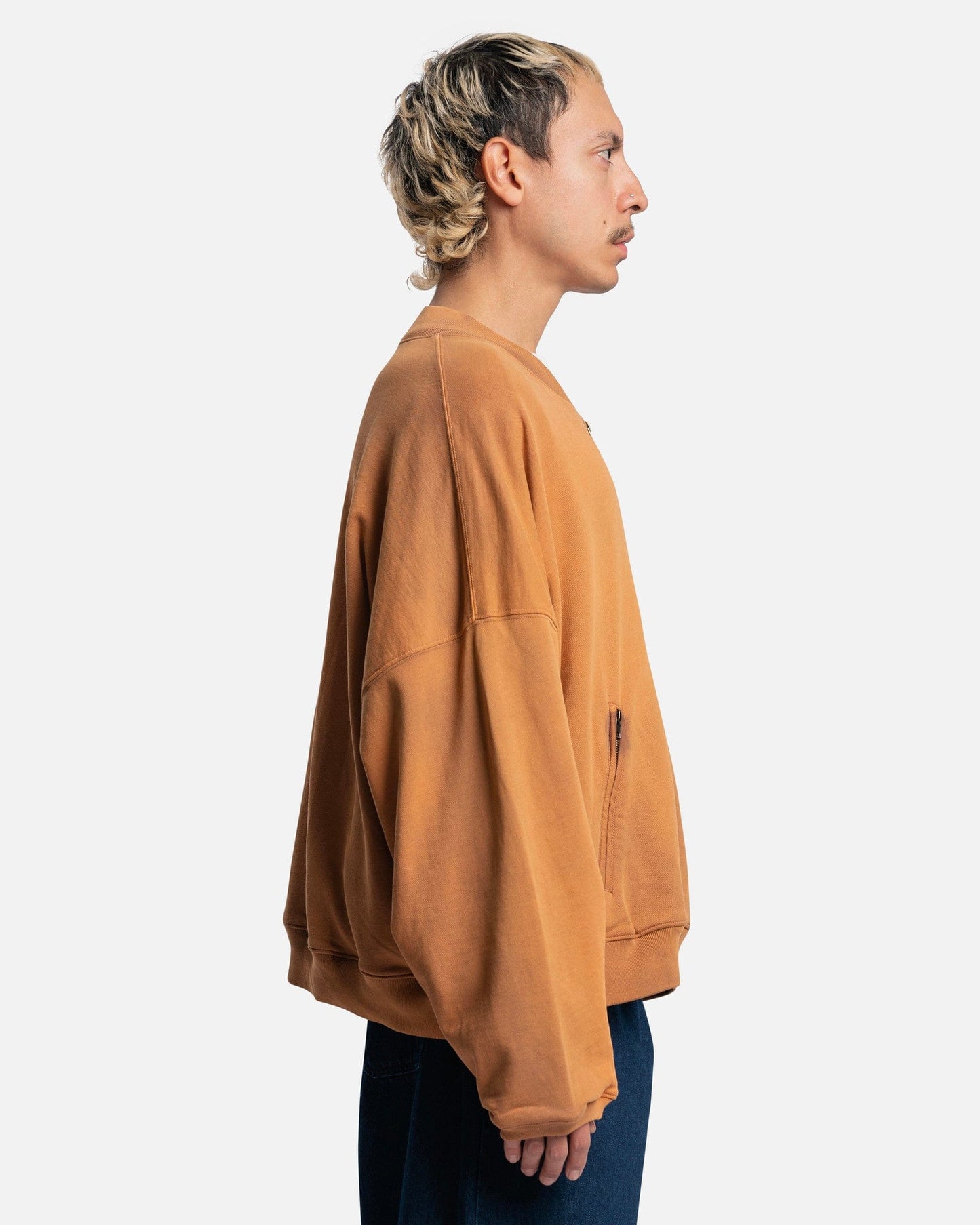 Willy Chavarria Men's Sweatshirts Waffle Lined Bomber Full Zip in Azteca