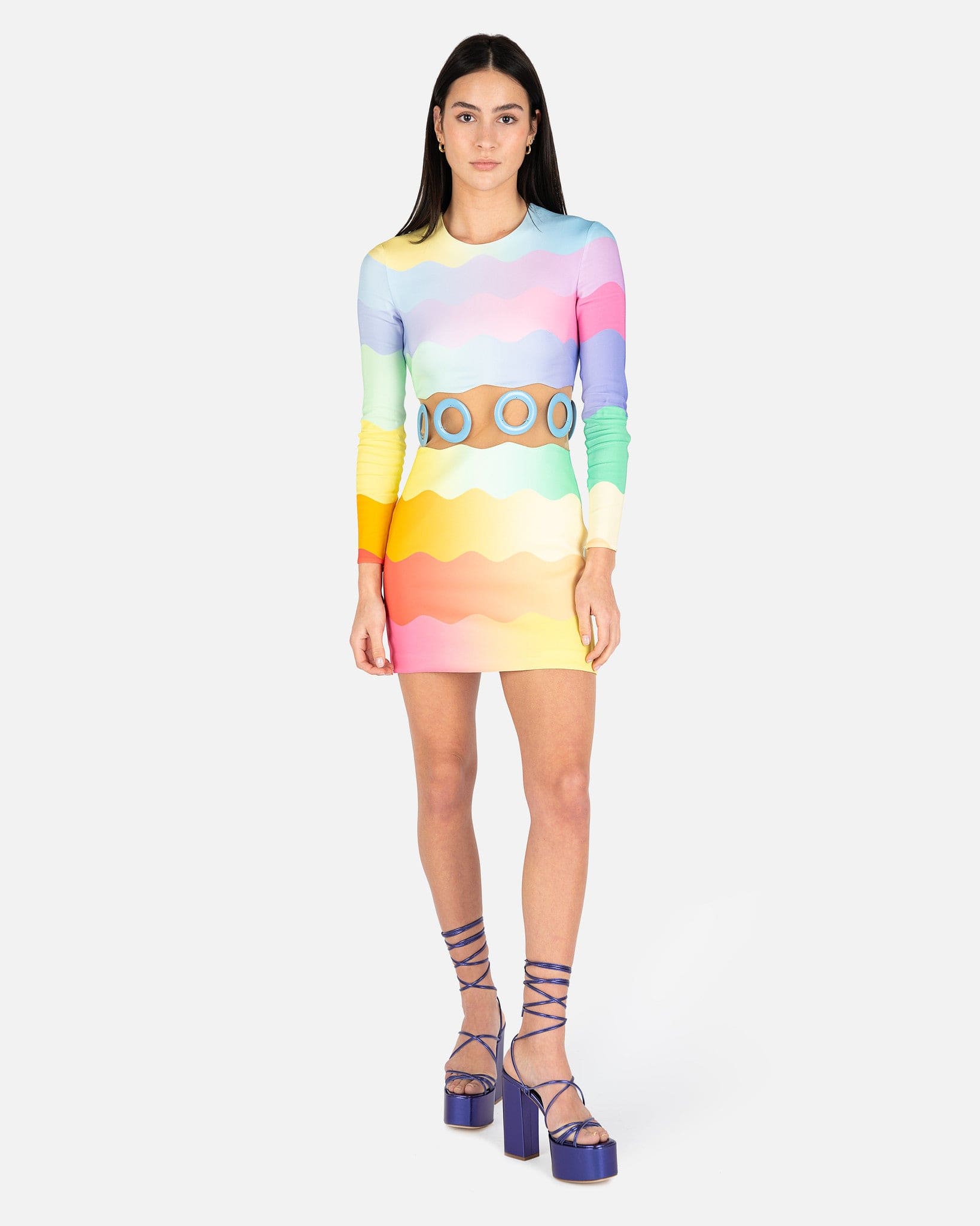 Waist Cut Out Bodycon Dress in Rainbow Wave – SVRN