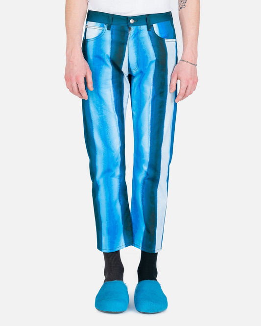 Marni Men's Jeans Waterfall Striped Drill Pants in Royal