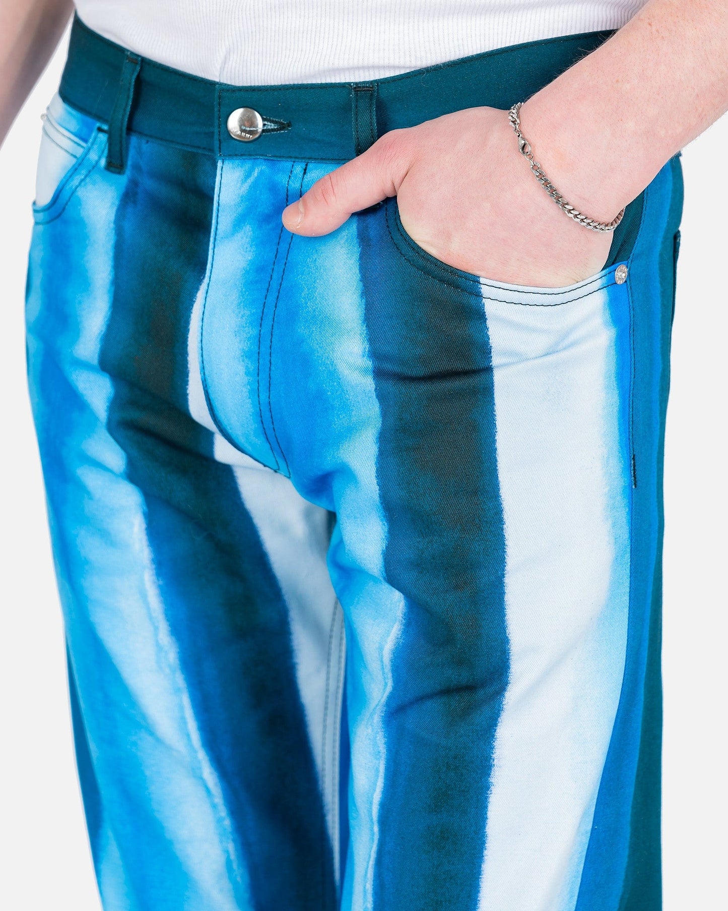 Marni Men's Jeans Waterfall Striped Drill Pants in Royal