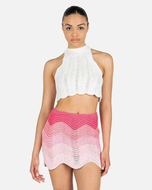 Casablanca Women Tops Wavy Sleeveless Top in White
