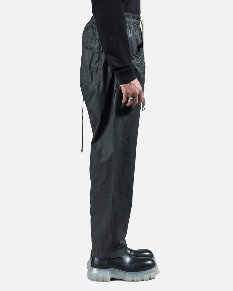 Rick Owens DRKSHDW Men's Pants Waxed Cargo Drawstring Pants in Black