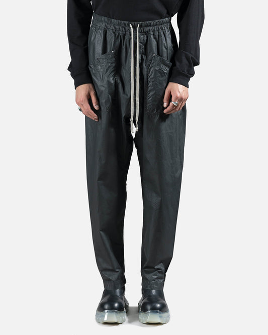 Rick Owens DRKSHDW Men's Pants Waxed Cargo Drawstring Pants in Black