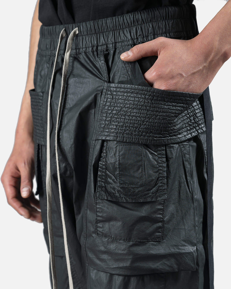 Rick Owens DRKSHDW Men's Pants Waxed Cropped Creatch Cargo in Black