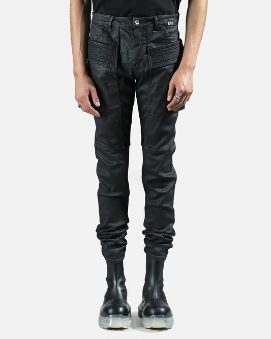 Rick Owens DRKSHDW Men's Jeans Waxed Easy Creatch Denim in Black