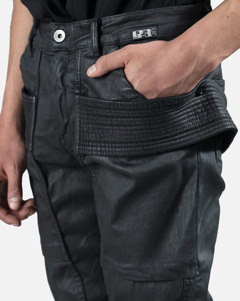 Rick Owens DRKSHDW Men's Jeans Waxed Easy Creatch Denim in Black