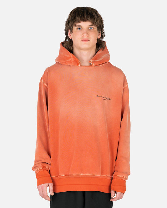 Maison Margiela Men's Sweatshirts Weathered Hoodie in Orange