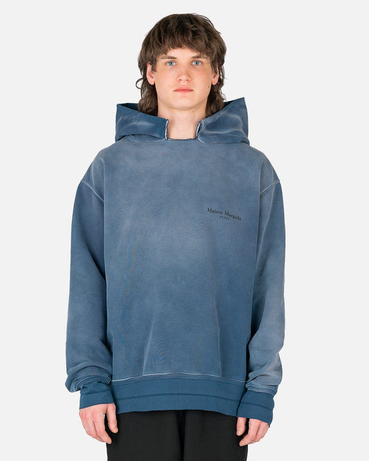 Maison Margiela Men's Sweatshirts Weathered Hoodie in Slate Blue