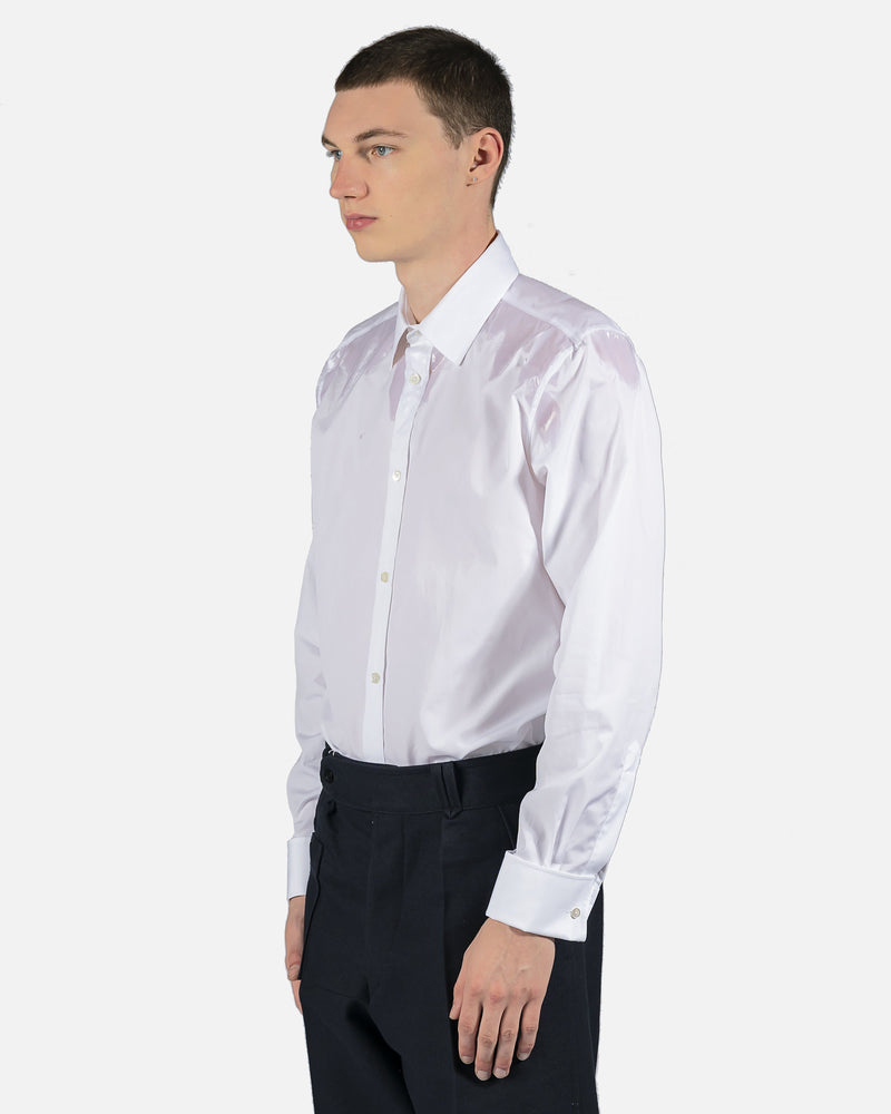 Maison Margiela Men's Shirts Wet Effect Poplin Button-Up Shirt in White