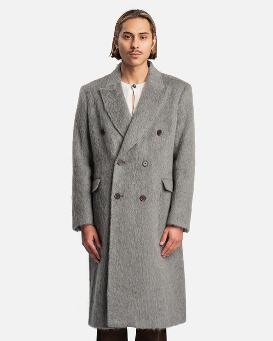 Our Legacy Men's Coat Whale Coat in Wishkah Grey Hairy Alpaca