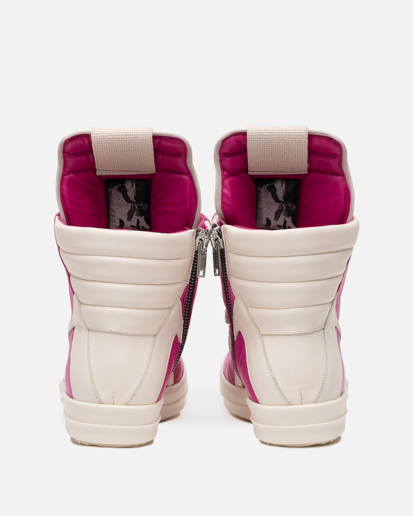 Rick Owens Men's Sneakers Wide Lace Geobasket in Hot Pink/Milk