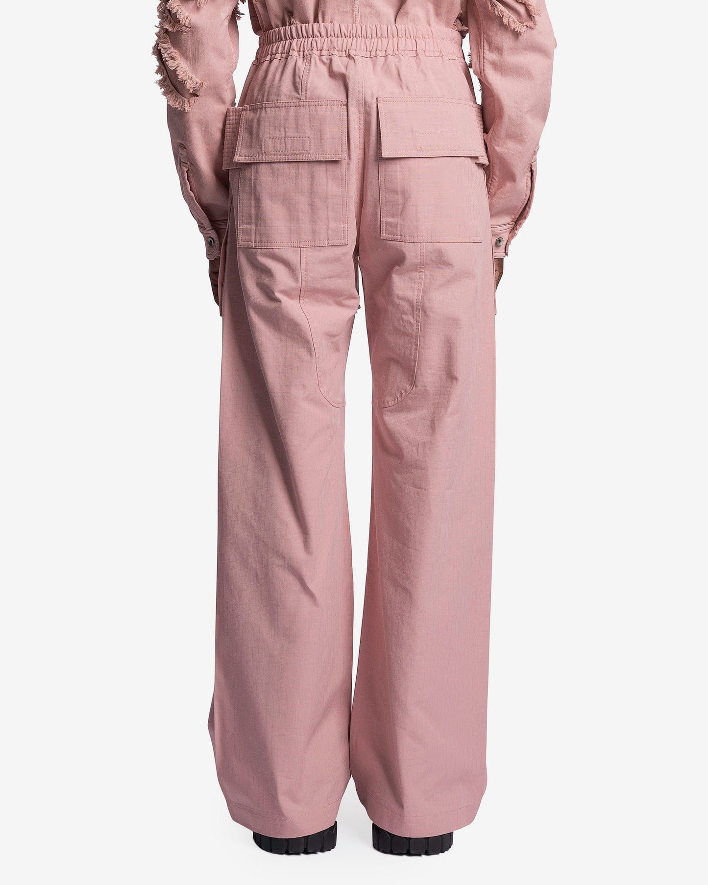 Rick Owens DRKSHDW Men's Pants Wide Leg Creatch Cargo Drawstring in Faded Pink