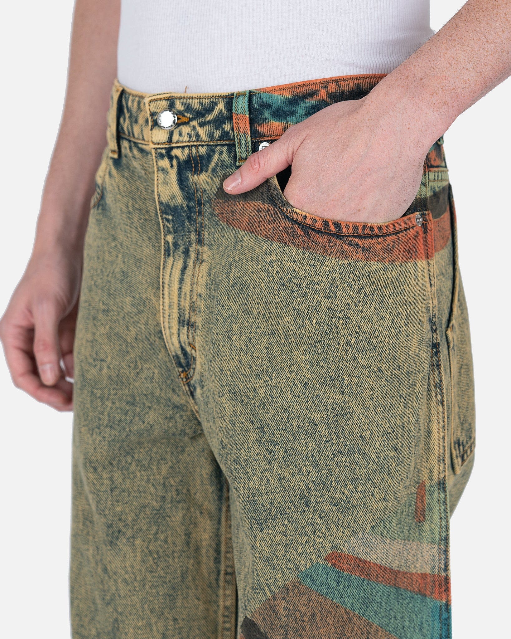 Eckhaus Latta Men's Jeans Wide Leg Jeans in Sunstone