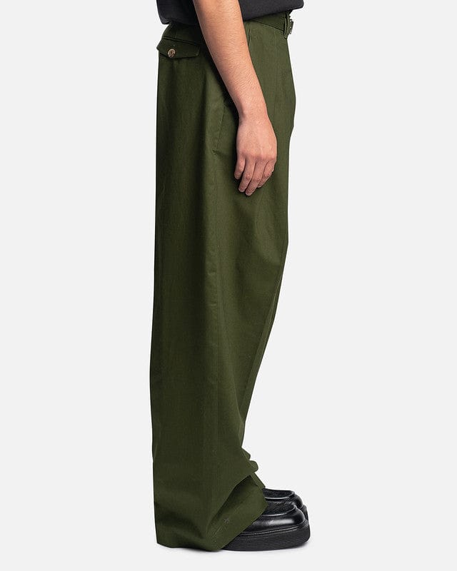 Wide Leg Pleat Front Trousers in Khaki - Main Image