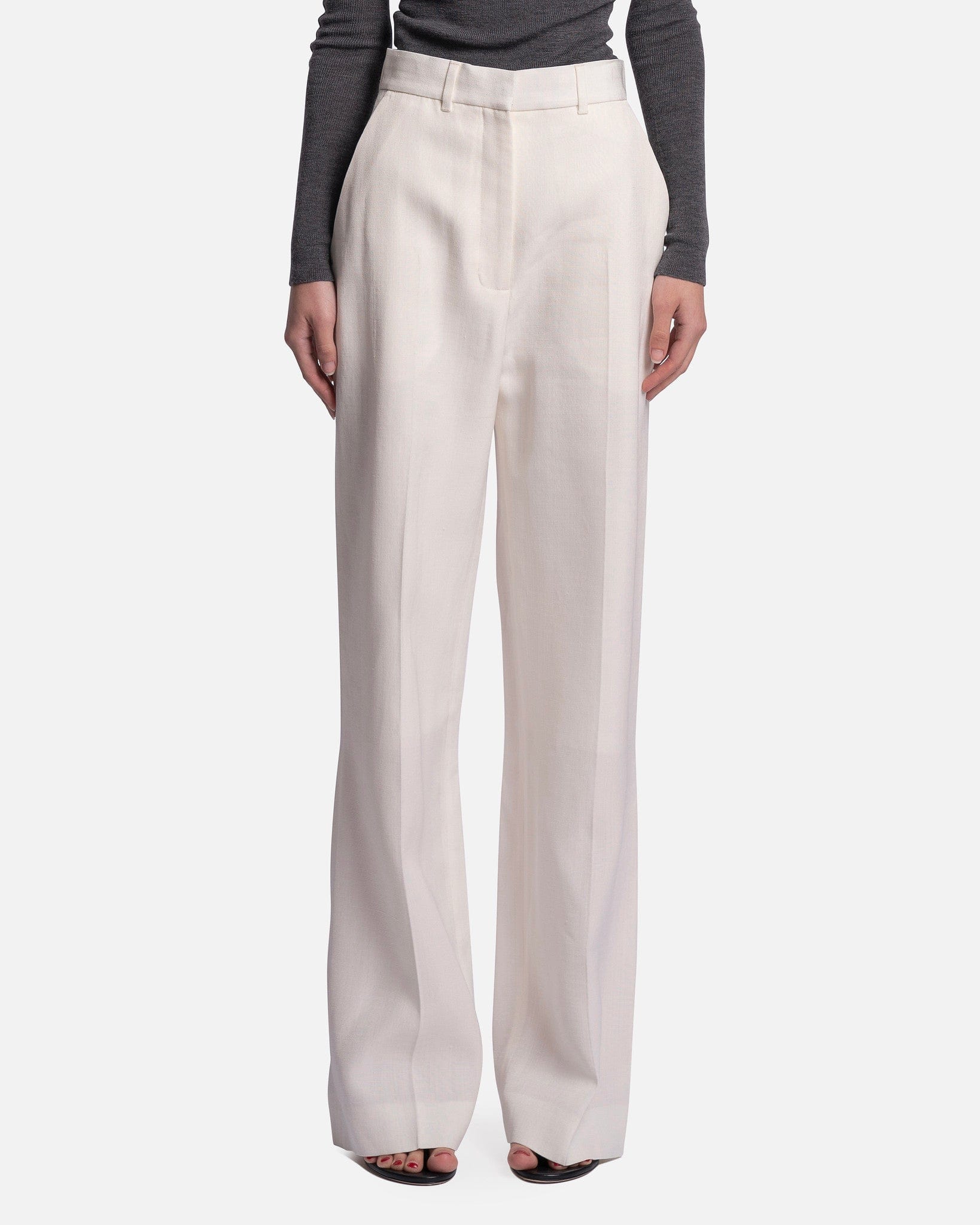 Casablanca Women Pants Wide Leg Viscose Silk Trouser in Off-White