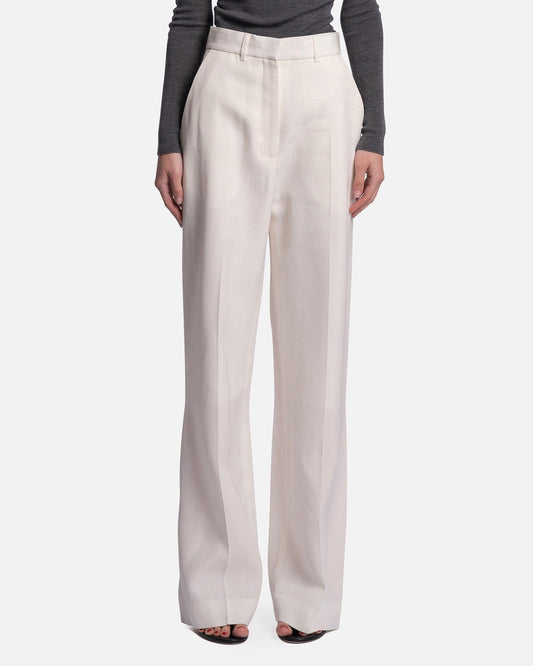 Casablanca Women Pants Wide Leg Viscose Silk Trouser in Off-White