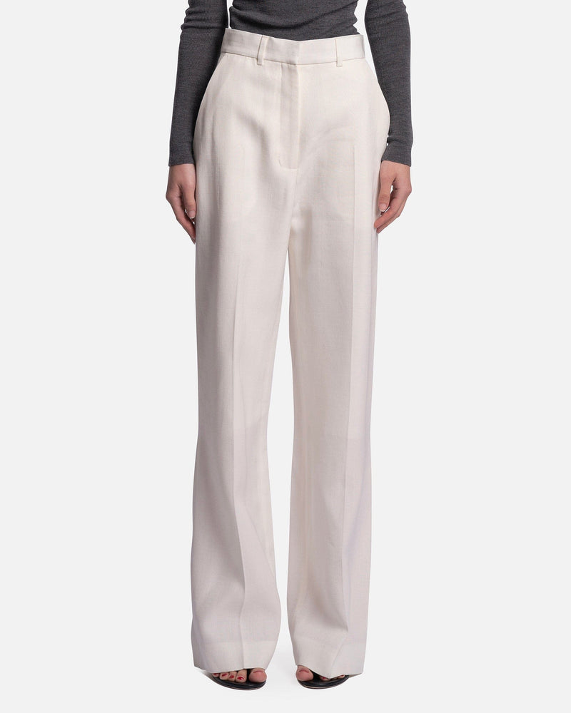 Casablanca Women Pants Wide Leg Viscose Silk Trouser in Off-White