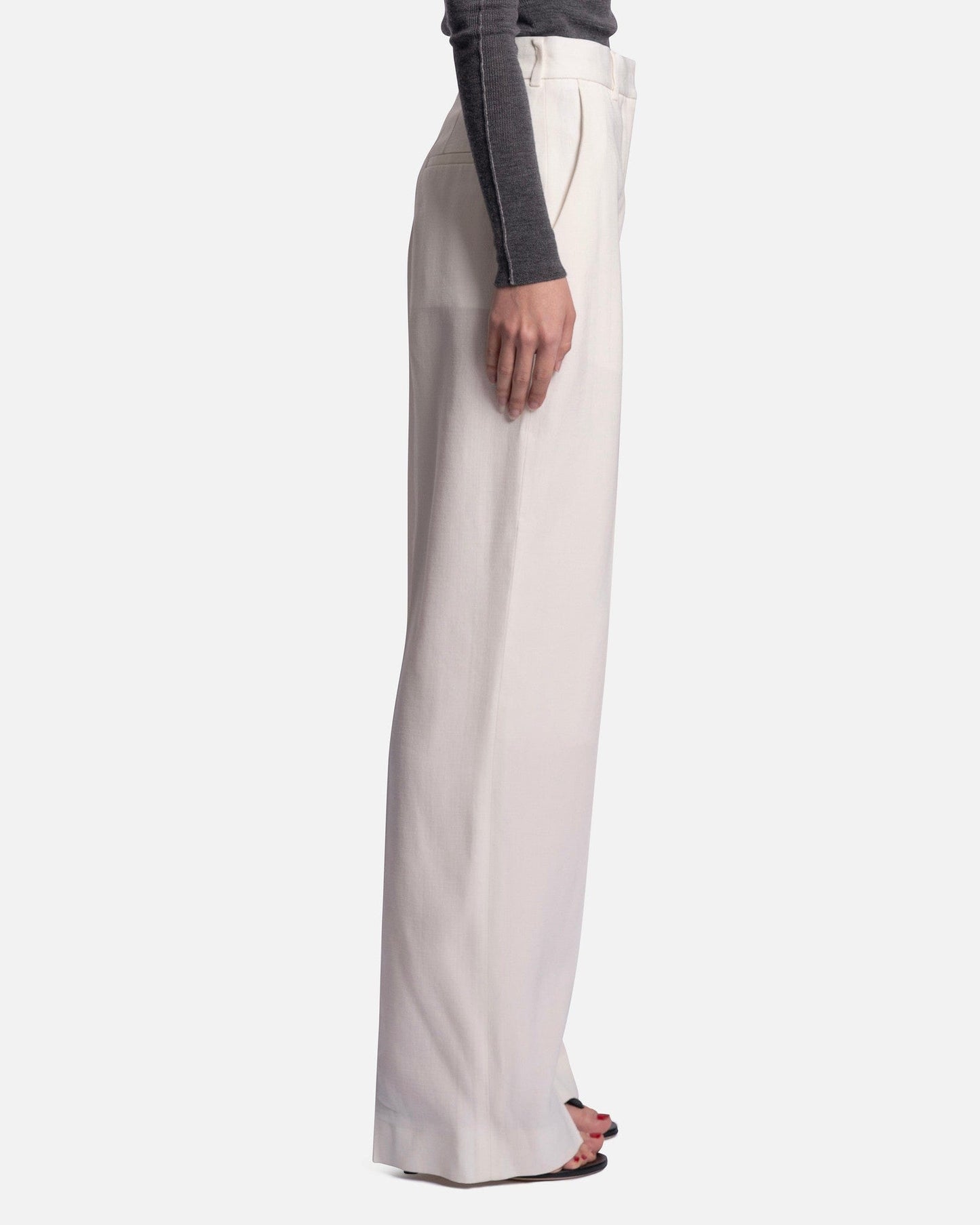 Casablanca Women Pants Wide Leg Viscose Silk Trouser in Off-White