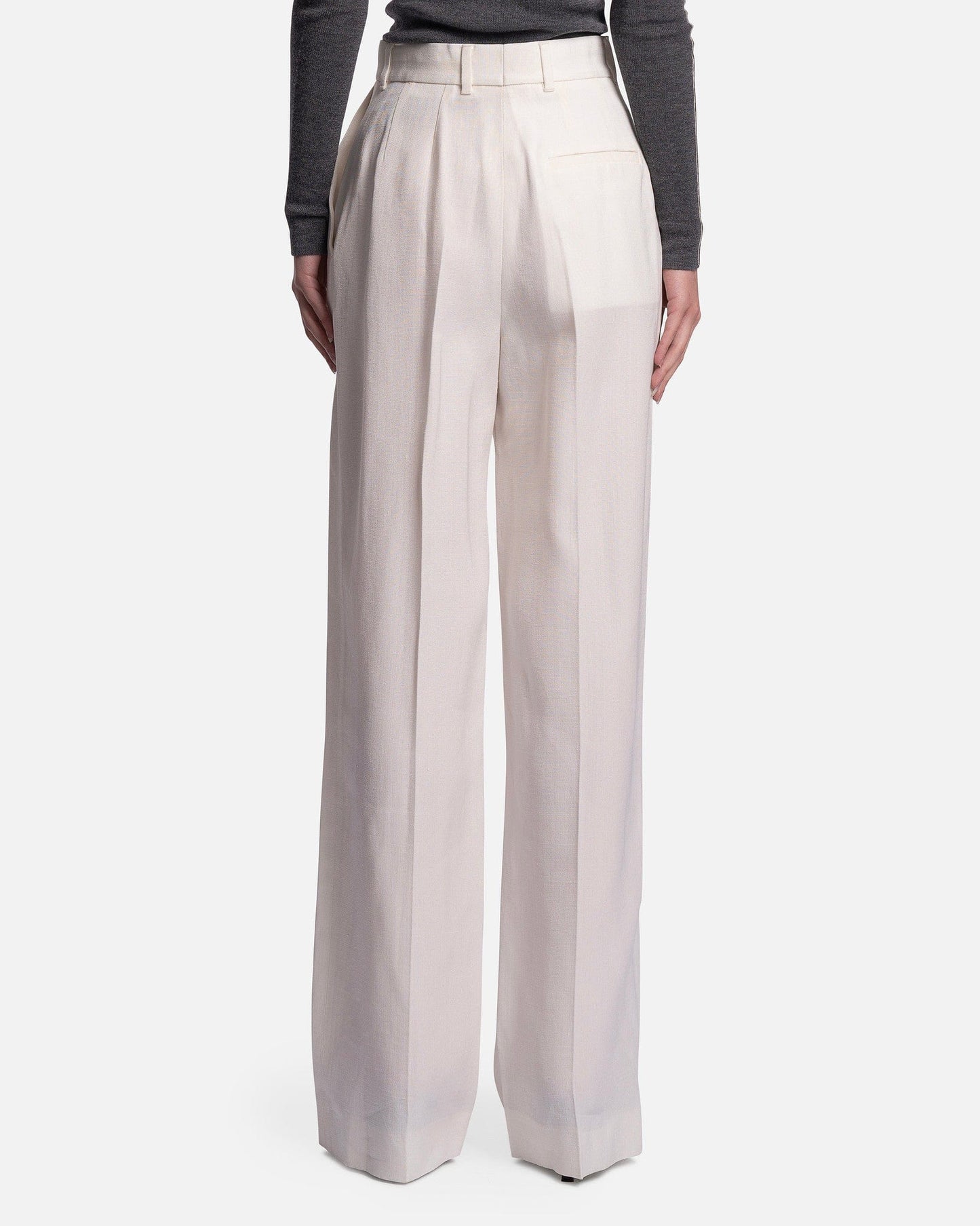 Casablanca Women Pants Wide Leg Viscose Silk Trouser in Off-White