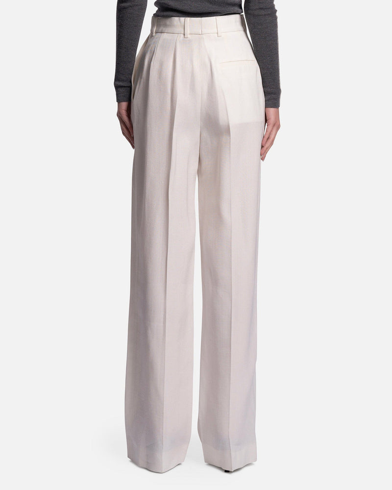 Casablanca Women Pants Wide Leg Viscose Silk Trouser in Off-White