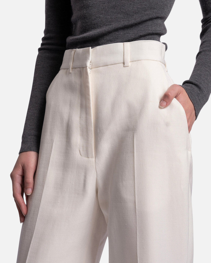 Casablanca Women Pants Wide Leg Viscose Silk Trouser in Off-White