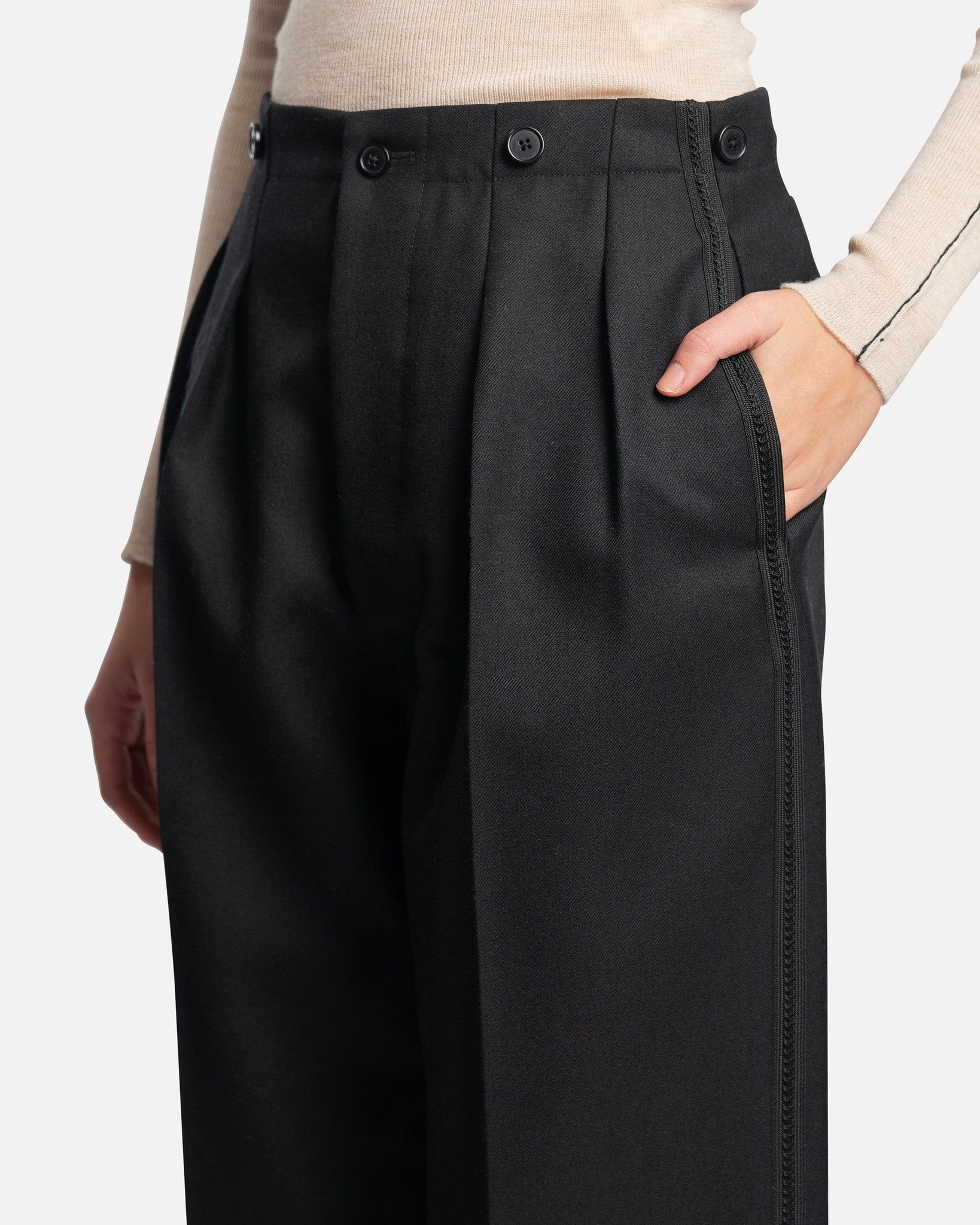 Maison Margiela Women Pants Wide Legged Trousers in Black