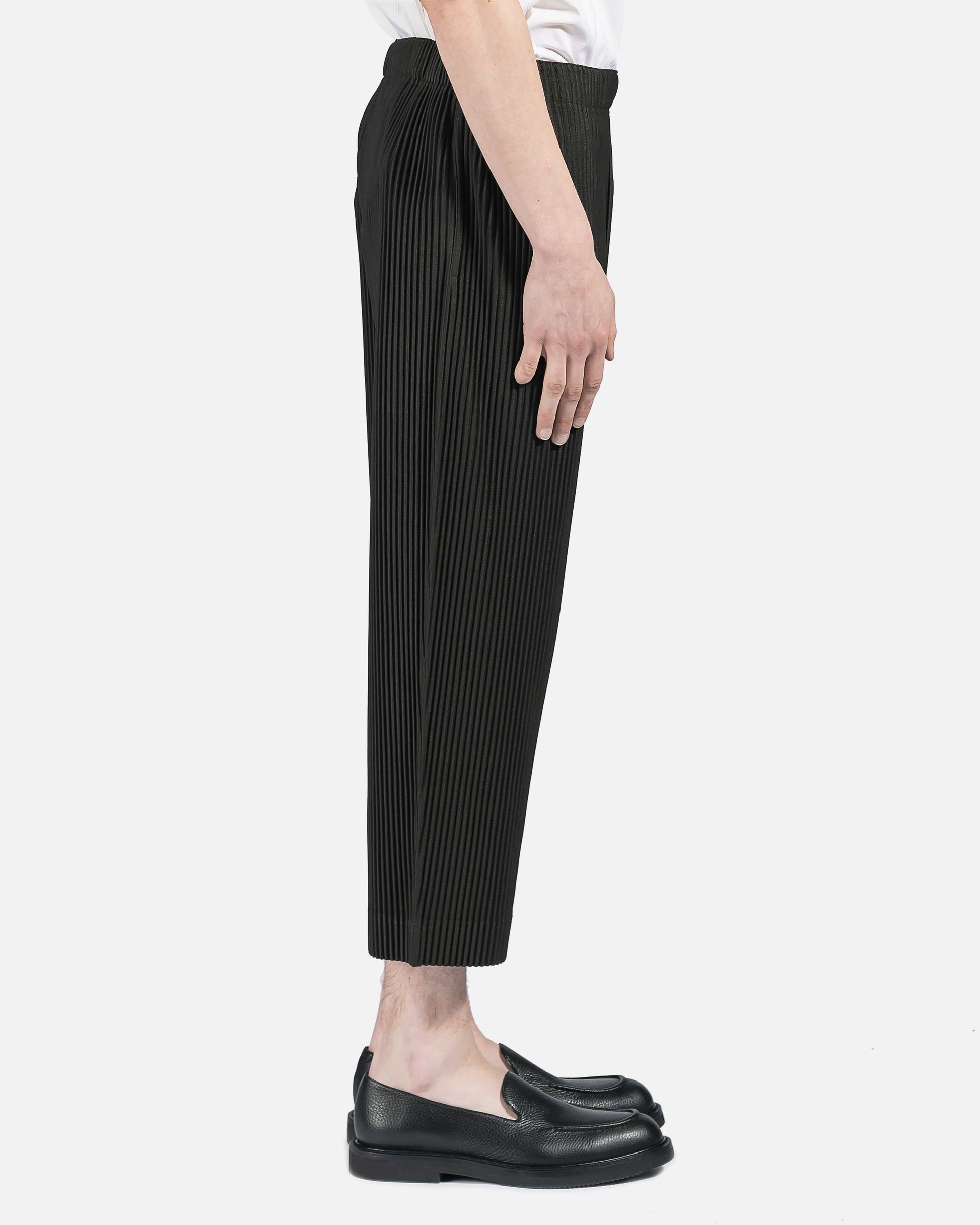 Homme Plissé Issey Miyake Men's Pants Wide Pleated Trousers in Forest