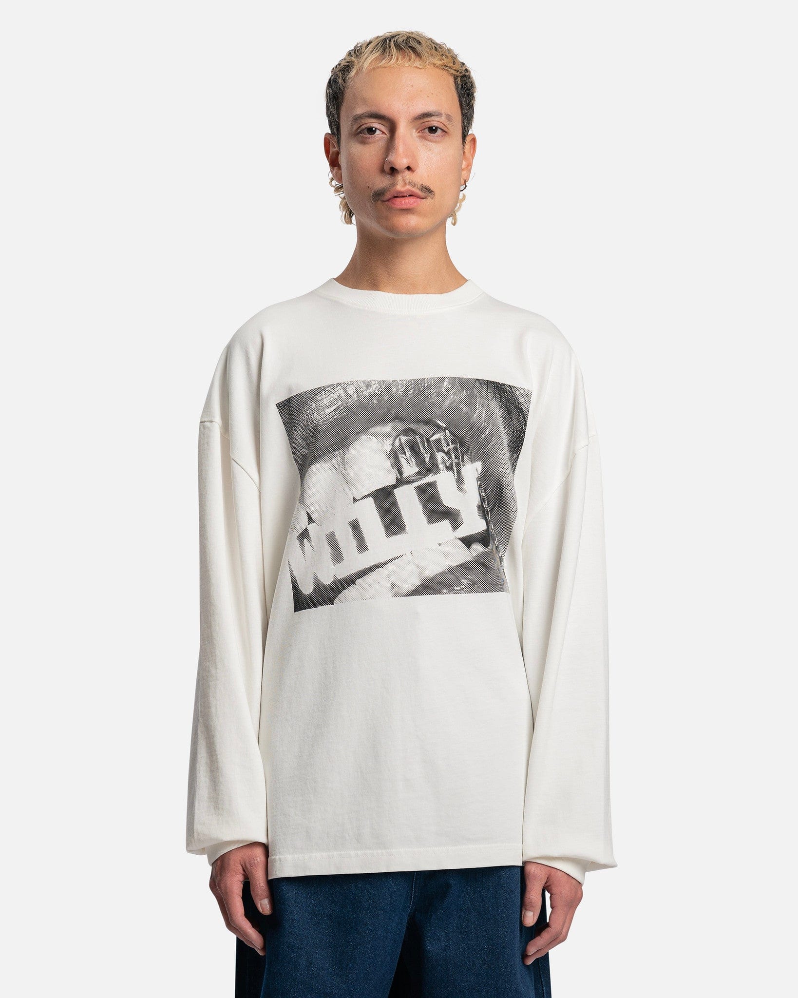 Willy Chavarria Men's T-Shirts Willy Bite Me Long Sleeve in Bright White