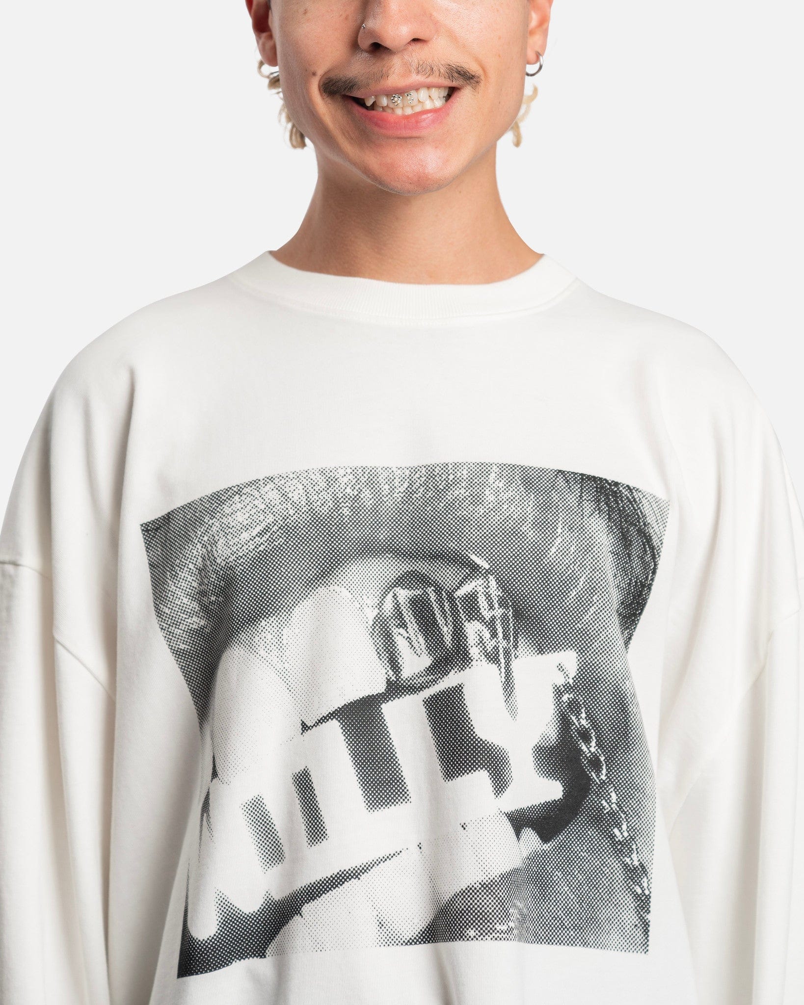 Willy Chavarria Men's T-Shirts Willy Bite Me Long Sleeve in Bright White