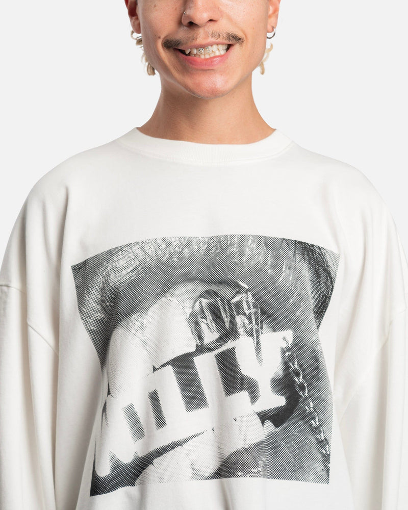 Willy Chavarria Men's T-Shirts Willy Bite Me Long Sleeve in Bright White