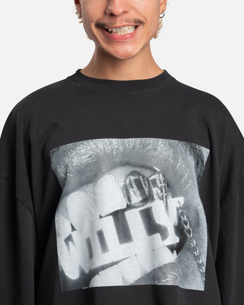Willy Chavarria Men's T-Shirts Willy Bite Me Long Sleeve in Jet Black