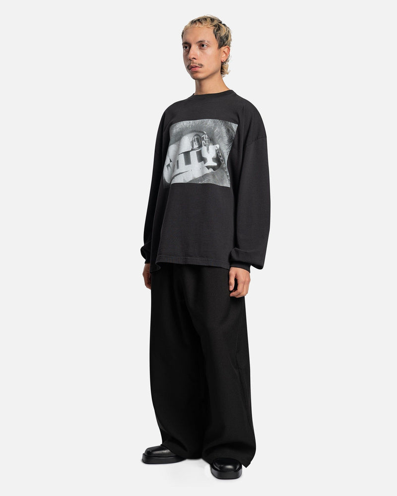 Willy Chavarria Men's T-Shirts Willy Bite Me Long Sleeve in Jet Black