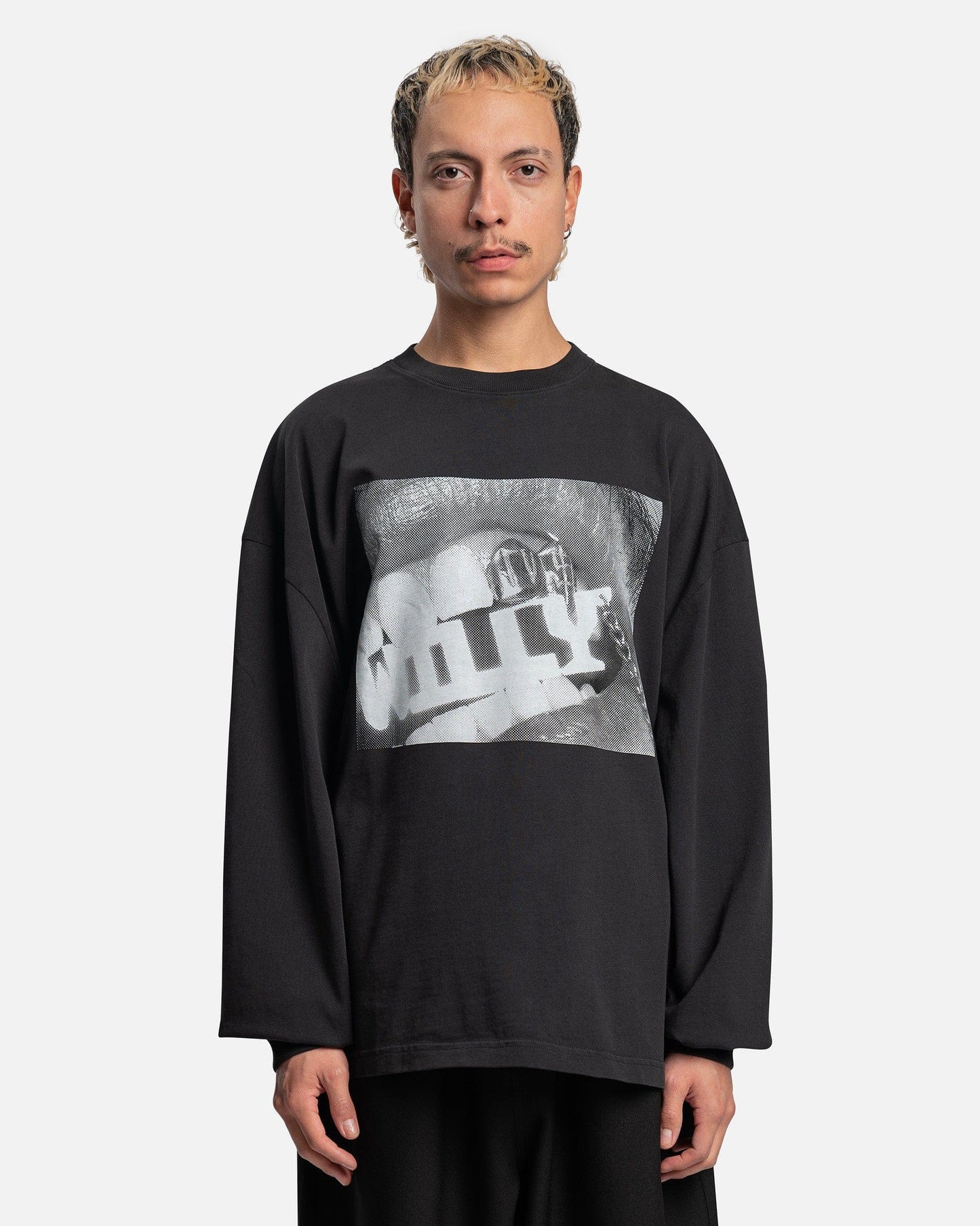 Willy Chavarria Men's T-Shirts Willy Bite Me Long Sleeve in Jet Black