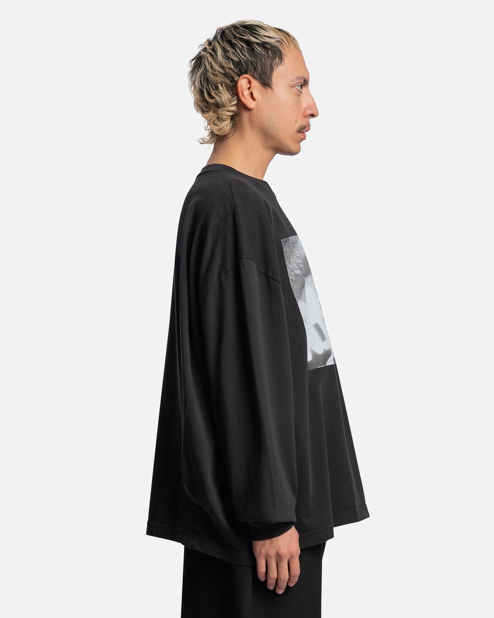 Willy Chavarria Men's T-Shirts Willy Bite Me Long Sleeve in Jet Black