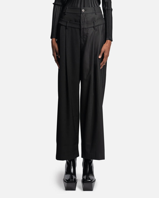 Feng Chen Wang Women Pants Women's Double Waistband Trouser in Black