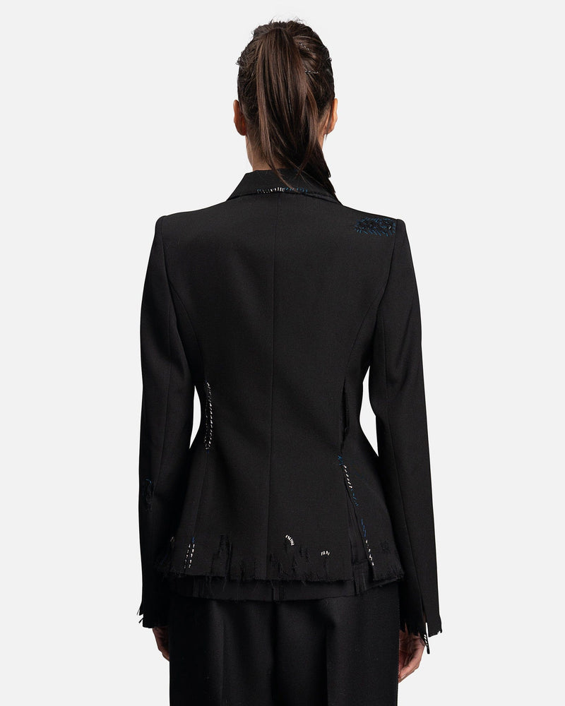 Marni Women Jackets Women's Frayed Wool Grain De Poudre in Black