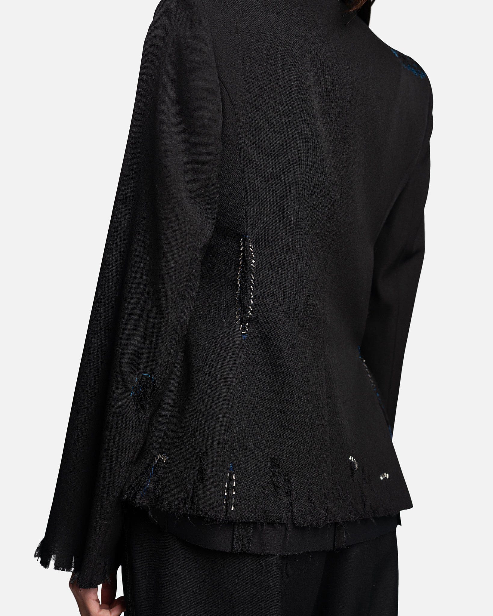 Marni Women Jackets Women's Frayed Wool Grain De Poudre in Black