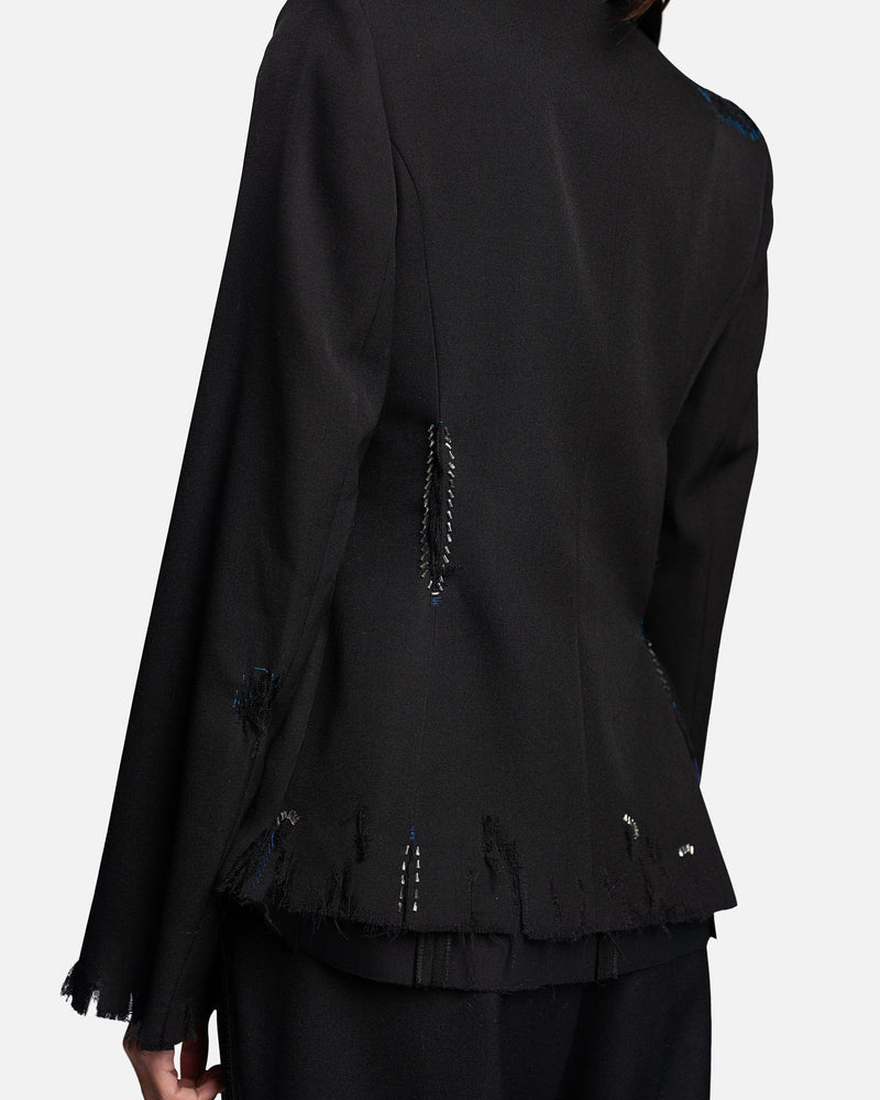 Marni Women Jackets Women's Frayed Wool Grain De Poudre in Black