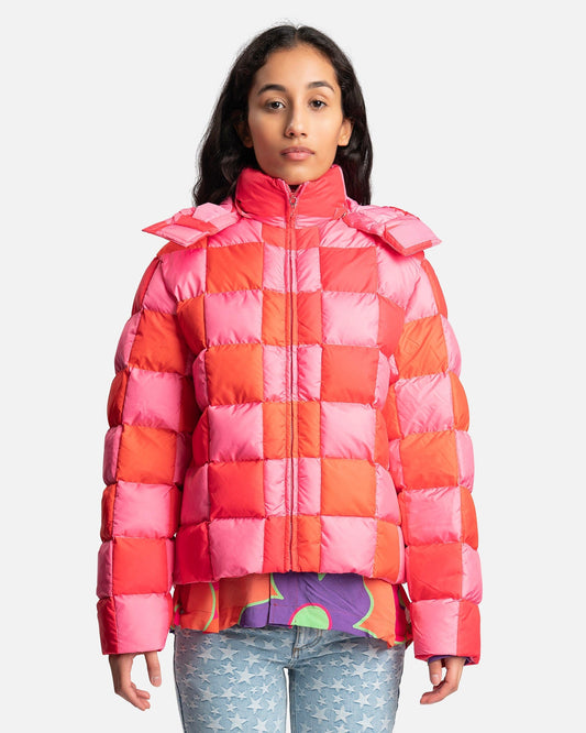 ERL Women Jackets Women's Gradient Checker Hooded Puffer Coat in Pink