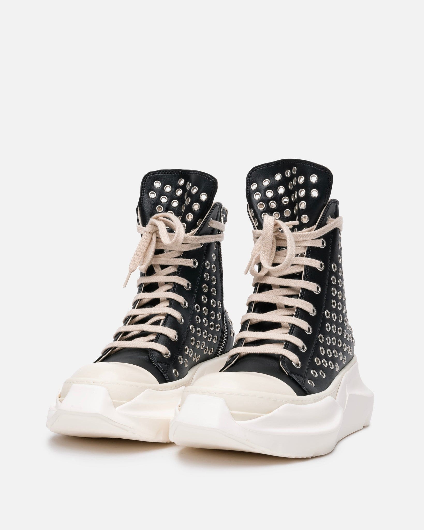 Rick Owens DRKSHDW Women's Shoes Women's Vegan Leather Abstract Sneaker in Black/Milk