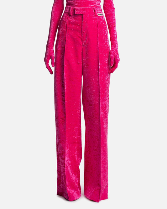 VETEMENTS Women Pants Women's Wide Leg Velvet Tailored Pants in Pink