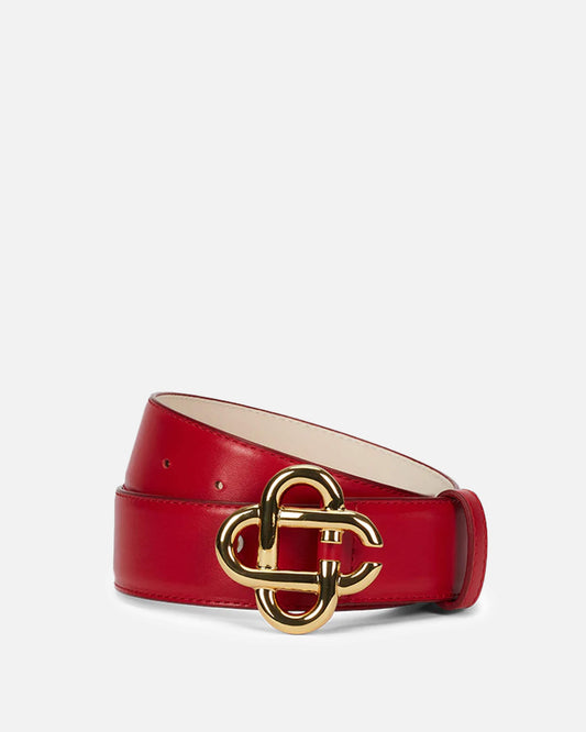 Casablanca Leather Goods Womens CC Logo Buckle Belt in Red