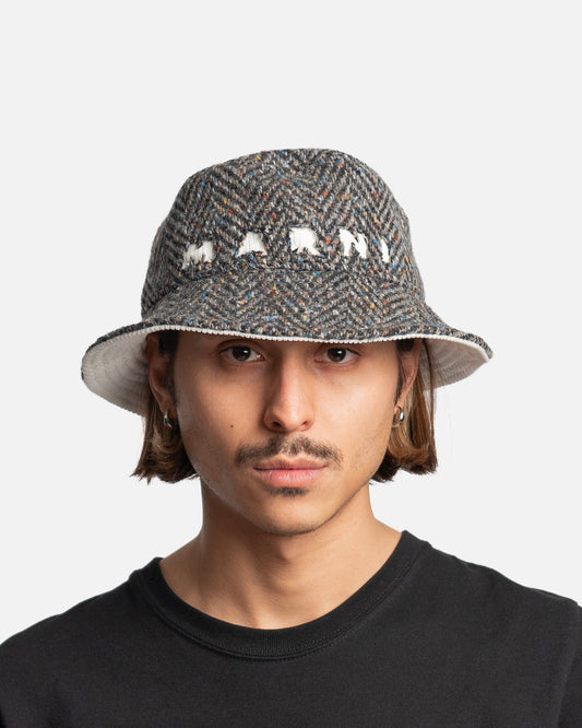 Marni Men's Hats Wool Bucket Hat in Pigeon