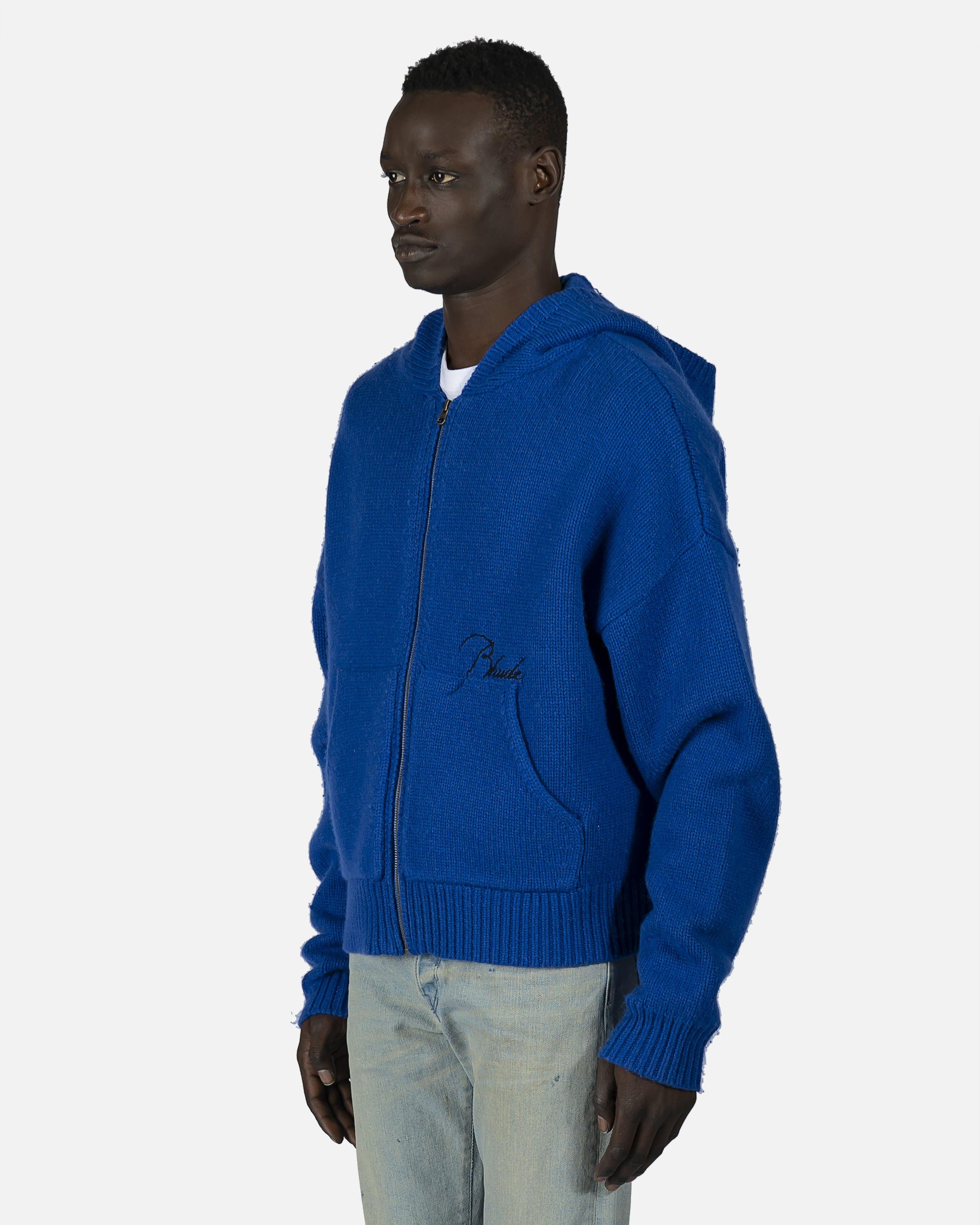 Rhude Men's Sweatshirts Wool Full Zip in Blue