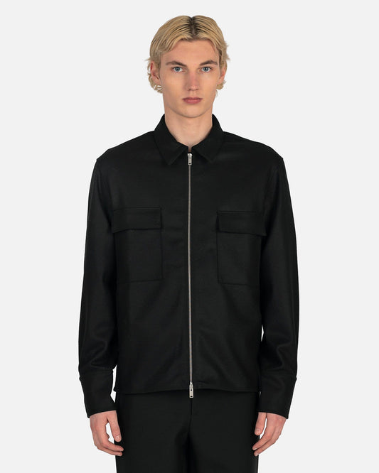 Jil Sander Men's Shirts Wool Melton Shirt in Black
