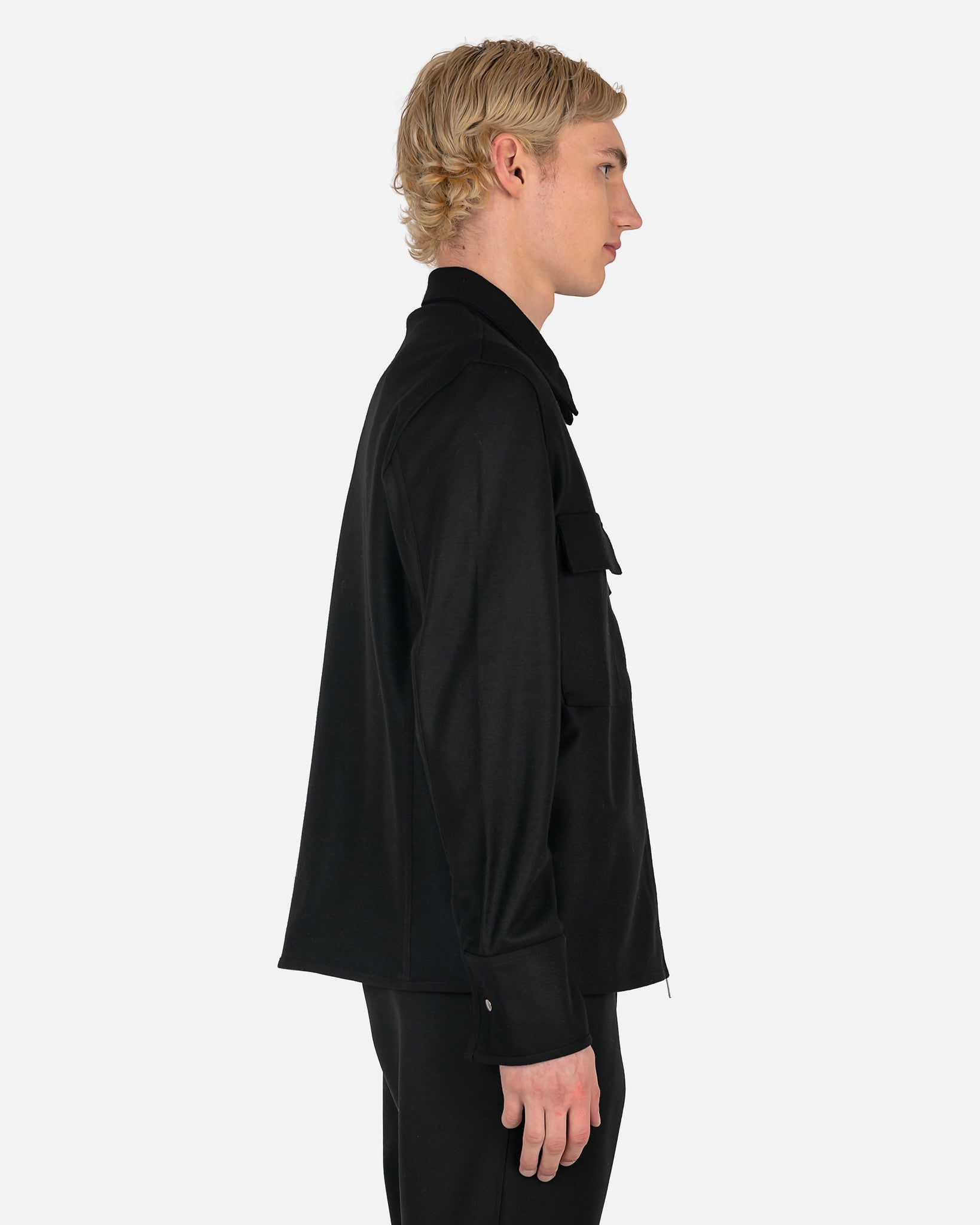 Jil Sander Men's Shirts Wool Melton Shirt in Black