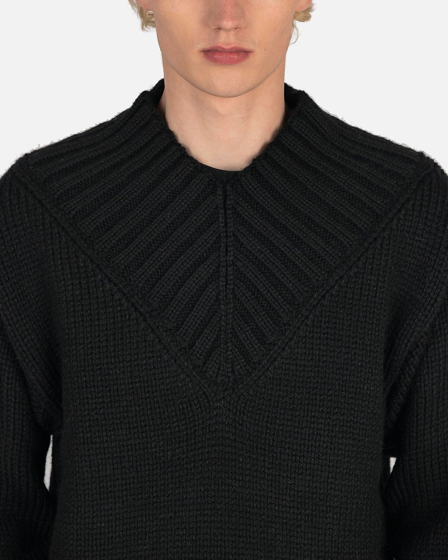 Jil Sander Men's Sweater Wool Mohair Sweater in Black